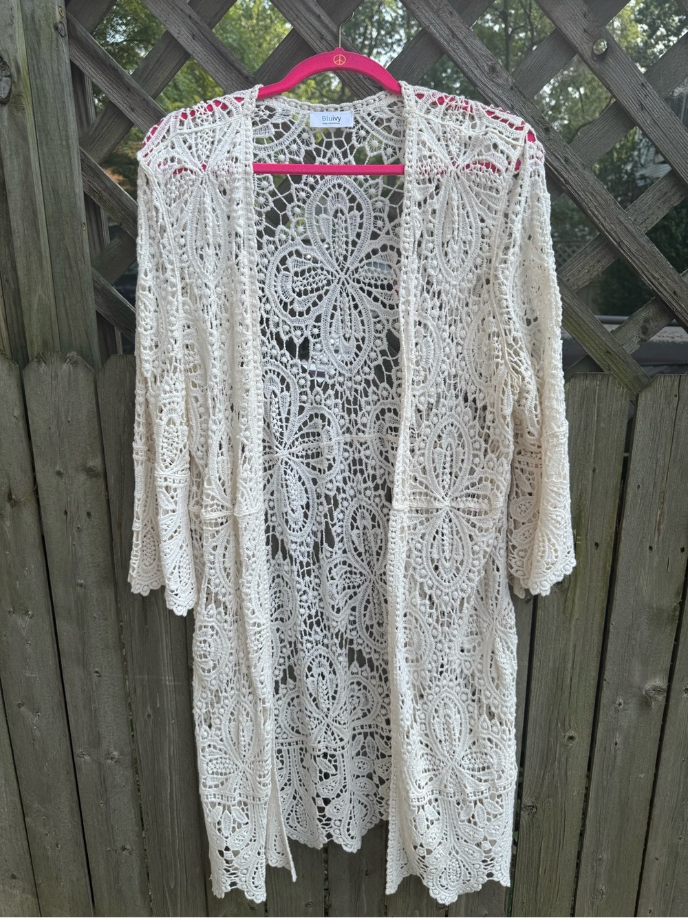 Bluivy Crochet Open Kimono in Cream